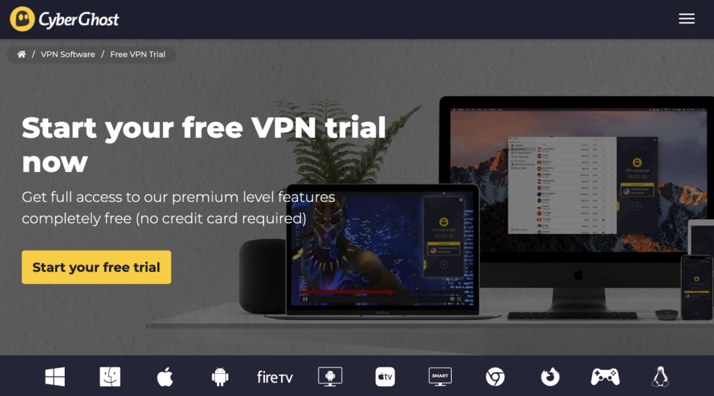 start a CyberGhost free trial