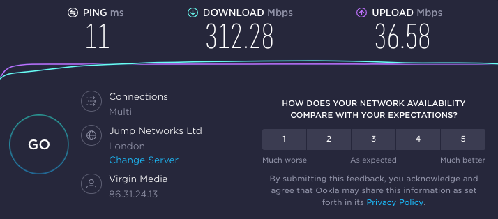 NordVPN speed test base speeds