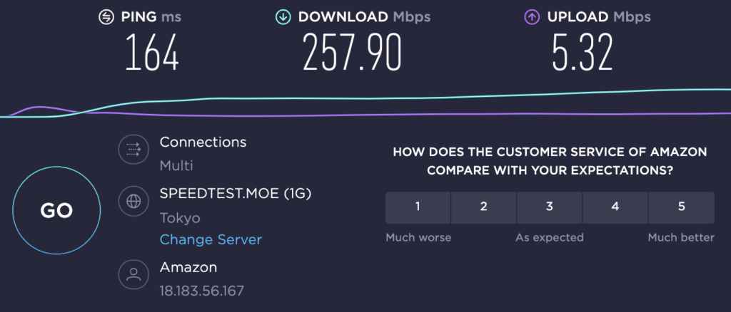 Norton speed results Japan server