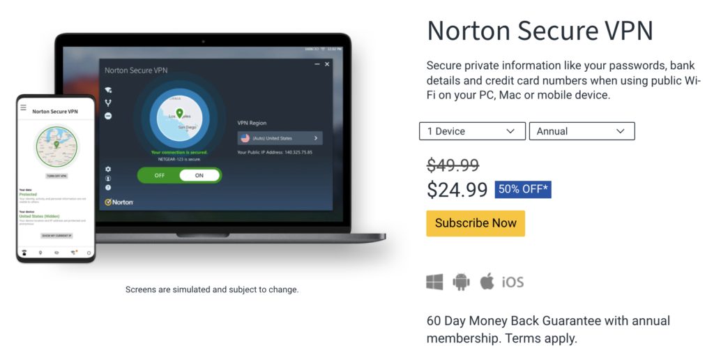 Norton Secure VPN pricing December 2021