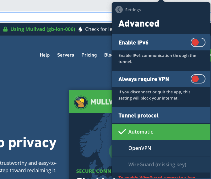 Mullvad VPN advanced features