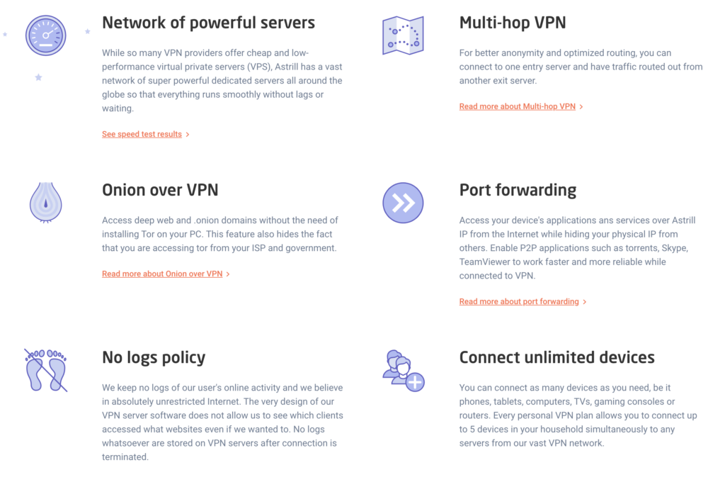 Astrill VPN features