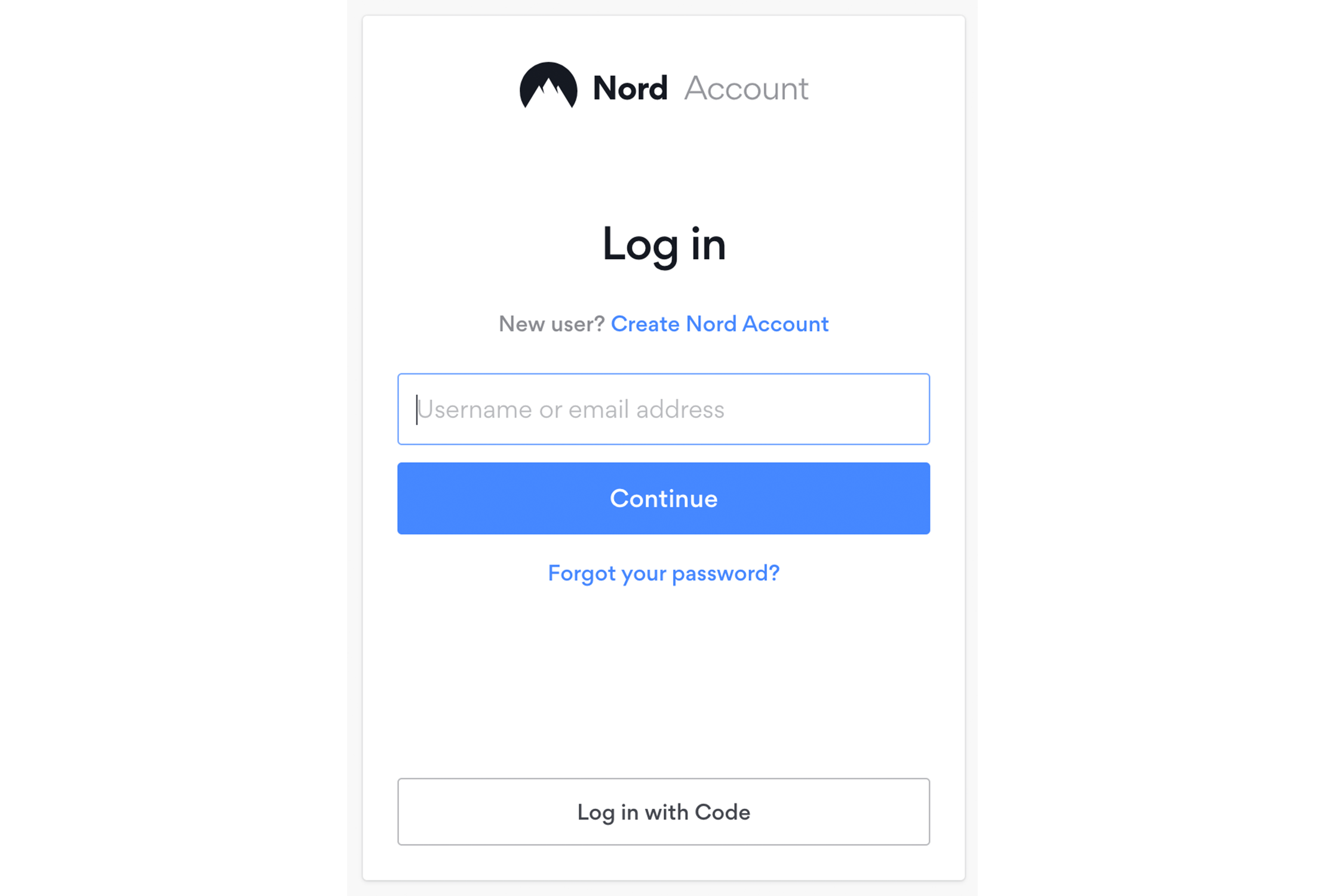 NordVPN login window for extension