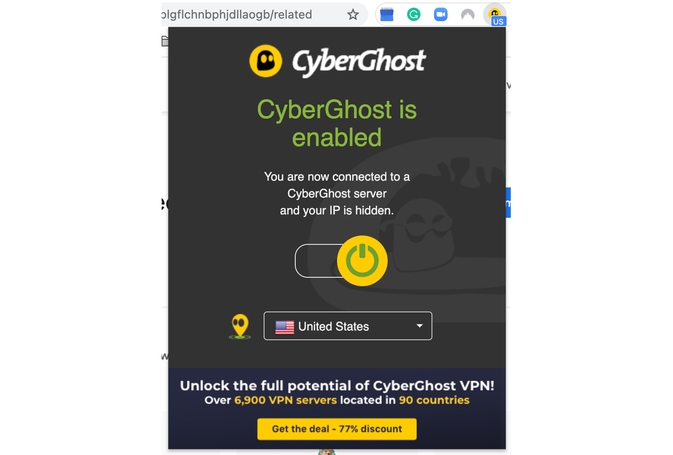 CyberGhost extension app