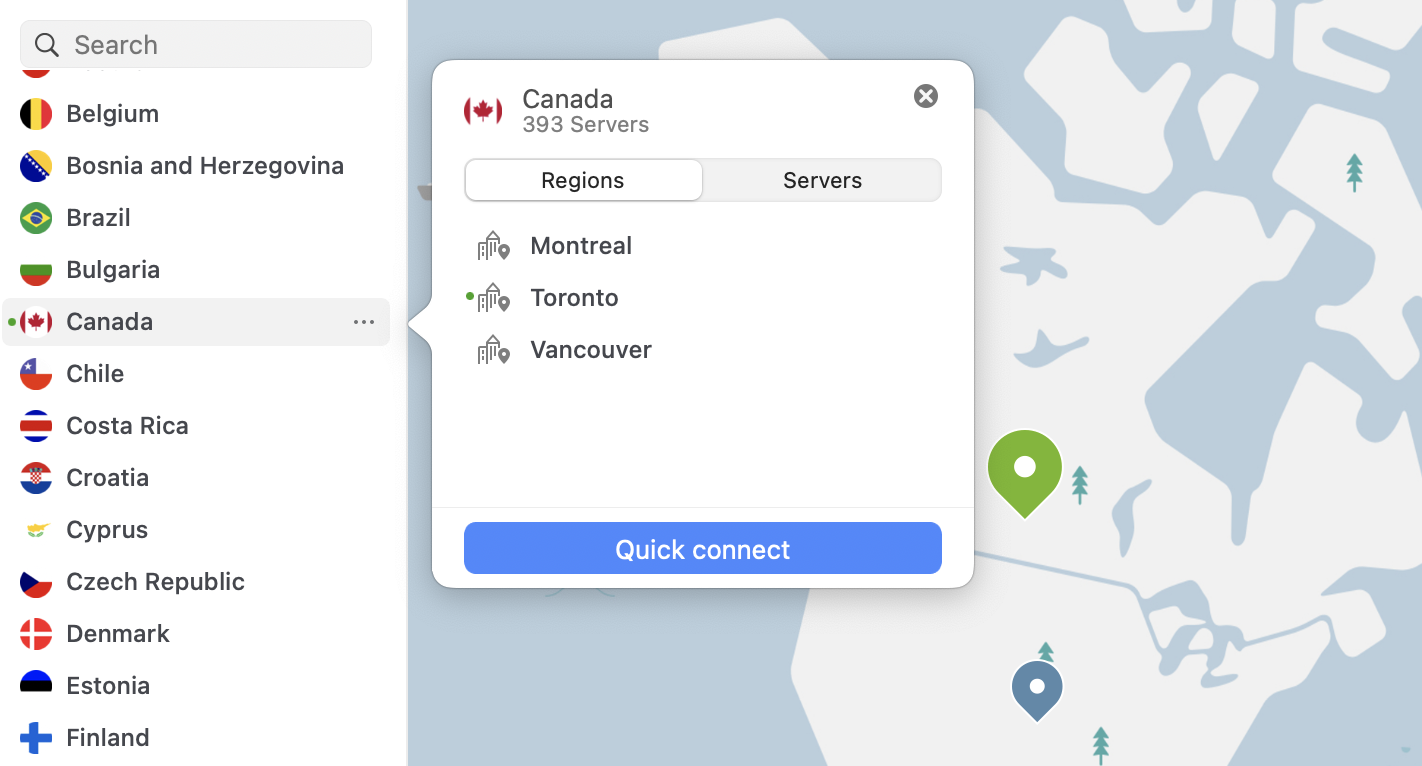 NordVPN Canada servers