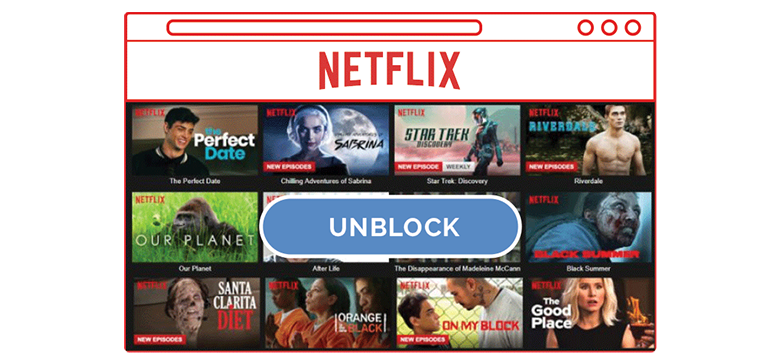 graphic of browser with Netflix tab