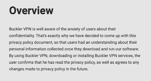 Buckler VPN overview