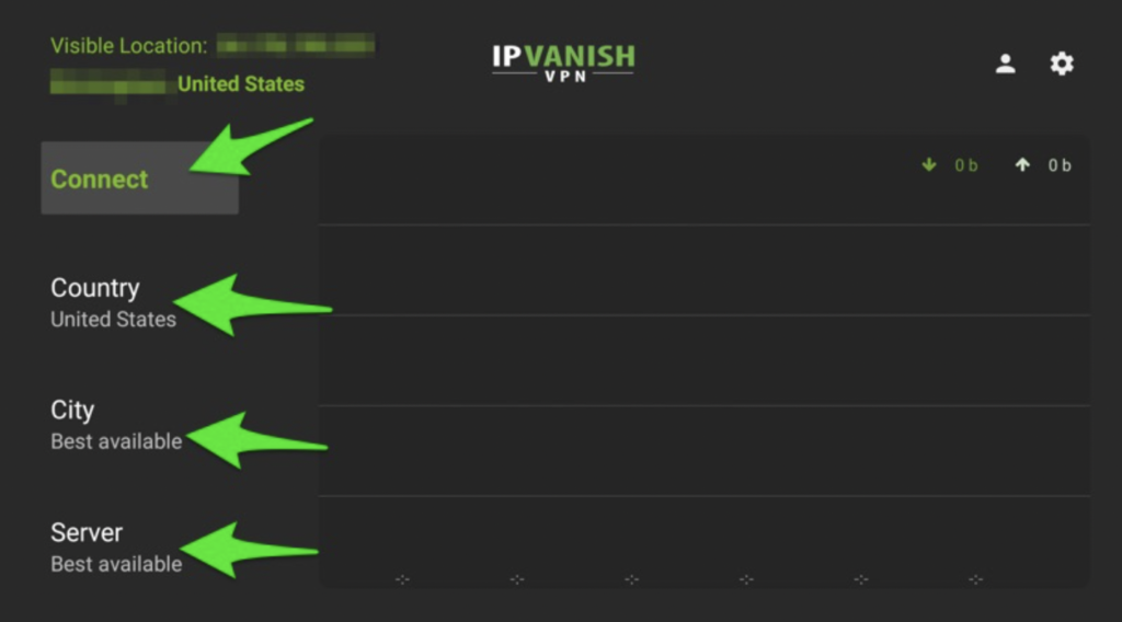 screenshot of ipvanish servers on amazon firestick