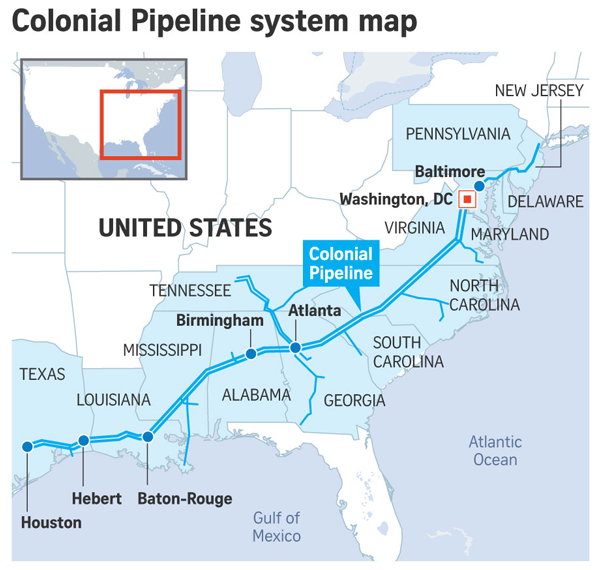 colonial pipeline map