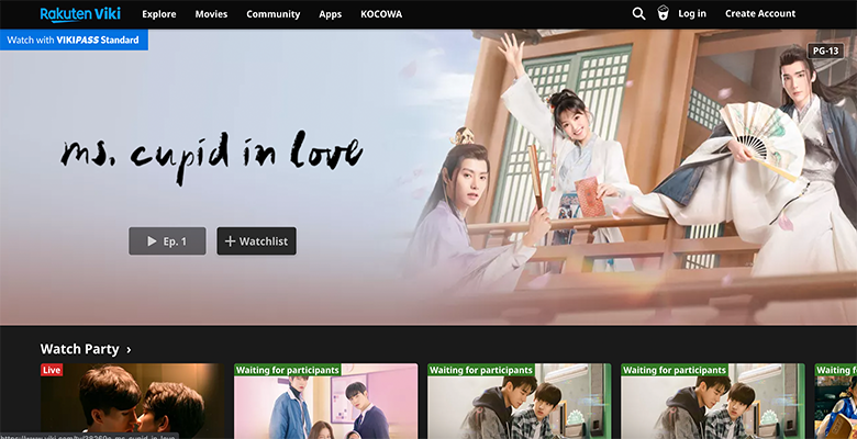 screenshot of the viki homepage