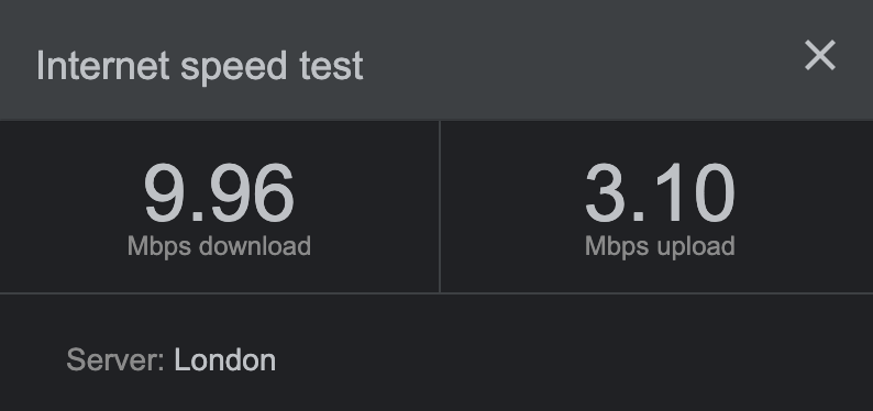 Hola VPN speed test on free London server